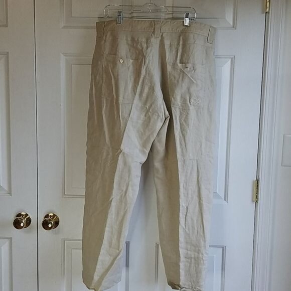MEN'S VINTAGE 90s Pelle Pelle Linen Shirt Pants Set Cream MAN'S 4 Extra Large - Picture 11 of 15